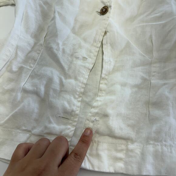 DL1961 Blouse Womens X Small White Audrey V Neck Button Up Linen - Picture 13 of 15